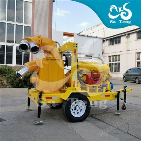 萨腾1000立方风冷移动防汛泵车自吸式大流量排污水泵 柴油可移动排涝泵自吸式水泵