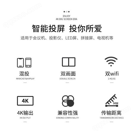 USB无线投屏器4K智能同屏器WiFi双频2.4G+5G手机平板电脑无线投屏