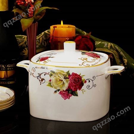 景德镇山水花卉陶瓷餐具套装 48头雕金玫瑰餐具碗盘 结婚乔迁礼品餐具礼盒