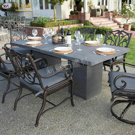 仿石休闲桌椅室外餐桌组合创意简约GRC家具长方形水泥桌子定制