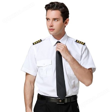 勃司盾飞行员空少男机长制服物业保安工作服白衬衫衬衣肩章夏装定制衬衣厂家