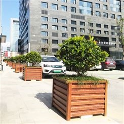 街道摆放种植箱 木纹铝合金花箱 市政道路景观隔离花坛可定制