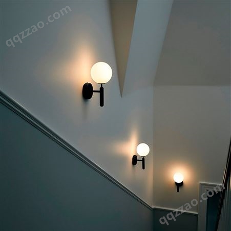 北欧个性玻璃圆球壁灯现代客厅卧室床头壁灯过道走廊网红壁灯
