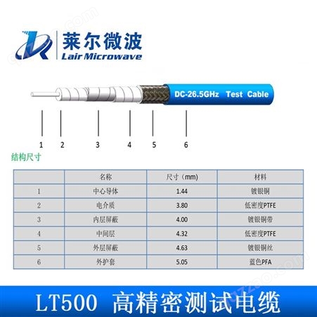 LT500稳幅稳相测试镀银铜射频同轴电缆