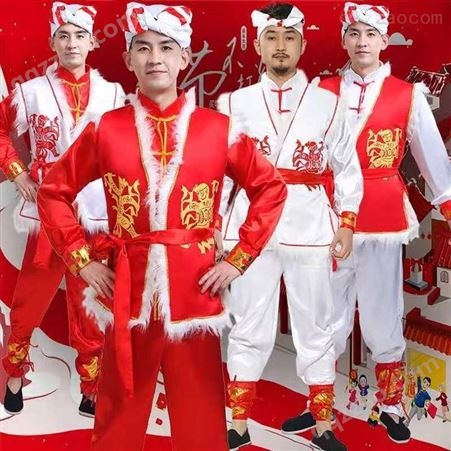 陕北民族风传统安塞腰鼓服秧歌队打鼓演出服